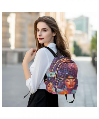 Medium Fashion Backpack for Women Portrait Black Beauty Print Ladies Travel Daypack Aesthetic Shoulder Bag 10.2×5.1×12.5 IN $...