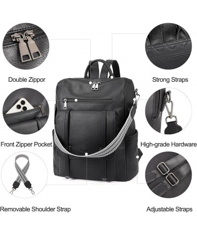 Backpack Purse for Women Leather Backpack Purse Travel Fashion Convertible Designer Ladies Shoulder Bags 5 Black $30.82 Backp...