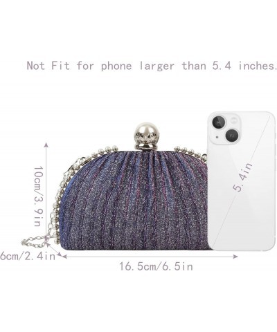 Women Mini Seashell Evening Clutch Handbag Chain Strap Cross-body Bag False Pearls Purple $12.83 Evening Bags