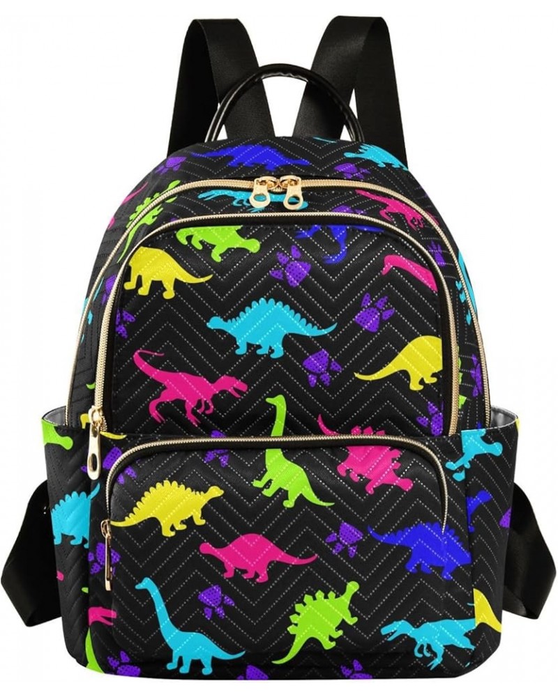 Colorful Dinosaurs Backpack Purse for Women Anti-theft Small Fashion Travel Backpack with Strap Handbag Lady Purse,M Small $2...