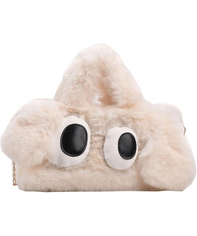 Bag women's cute puppy big eyes cute cartoon plush bag fashion handbag women's chain Women's bag White $15.08 Totes