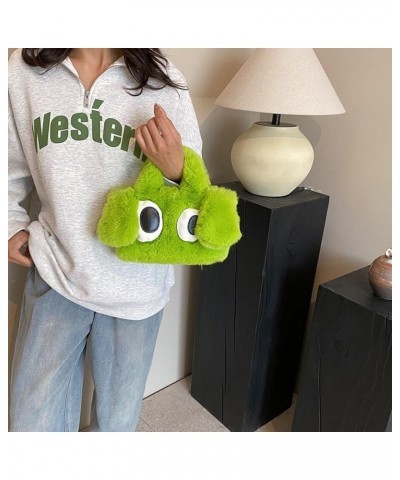 Bag women's cute puppy big eyes cute cartoon plush bag fashion handbag women's chain Women's bag White $15.08 Totes