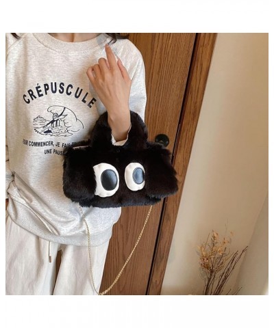 Bag women's cute puppy big eyes cute cartoon plush bag fashion handbag women's chain Women's bag White $15.08 Totes