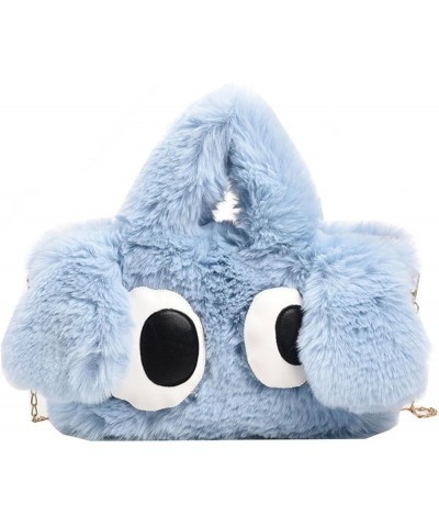 Bag women's cute puppy big eyes cute cartoon plush bag fashion handbag women's chain Women's bag White $15.08 Totes