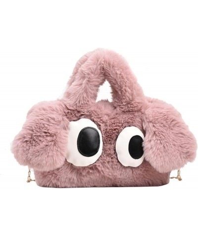 Bag women's cute puppy big eyes cute cartoon plush bag fashion handbag women's chain Women's bag White $15.08 Totes