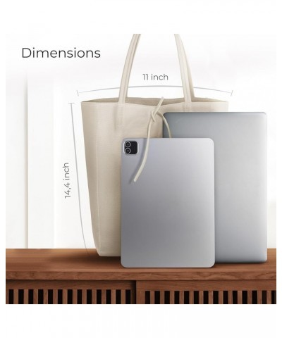 Large Leather Tote Bag for Women with Zipper - Genuine Soft Italian Leather Handbags for Shopping, Work, Travel Beige $38.24 ...