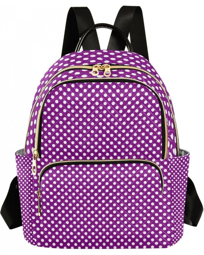 Women Backpack Polka Dot Purple White Anti-Theft Travel Backpack with Luggage Belt Durable Lightweight Handbag Lady Purse Roo...