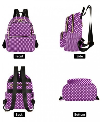 Women Backpack Polka Dot Purple White Anti-Theft Travel Backpack with Luggage Belt Durable Lightweight Handbag Lady Purse Roo...