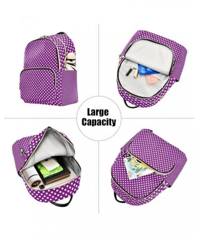 Women Backpack Polka Dot Purple White Anti-Theft Travel Backpack with Luggage Belt Durable Lightweight Handbag Lady Purse Roo...