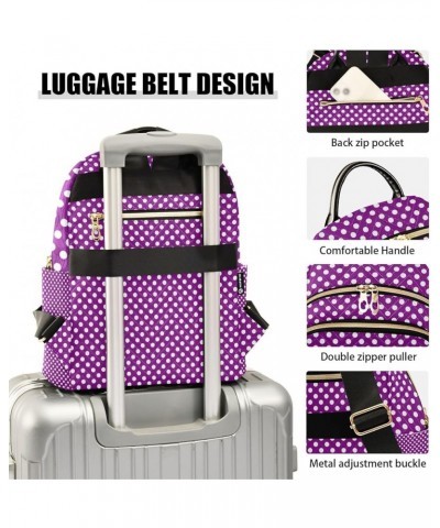 Women Backpack Polka Dot Purple White Anti-Theft Travel Backpack with Luggage Belt Durable Lightweight Handbag Lady Purse Roo...