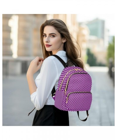 Women Backpack Polka Dot Purple White Anti-Theft Travel Backpack with Luggage Belt Durable Lightweight Handbag Lady Purse Roo...