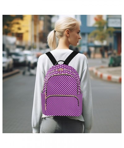 Women Backpack Polka Dot Purple White Anti-Theft Travel Backpack with Luggage Belt Durable Lightweight Handbag Lady Purse Roo...