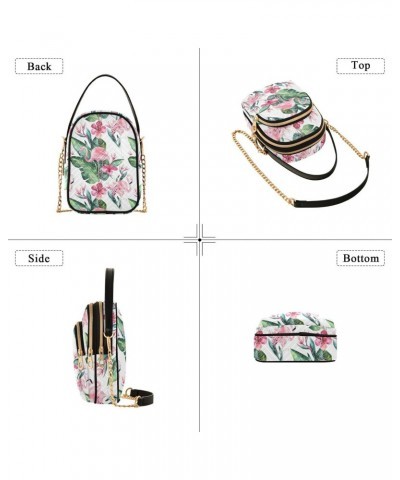 Flamingo Leaves Floral Crossbody Bag for Women Cell Phone Purse Wallet with Removable Chain Shoulder Handbag for Work Travel ...