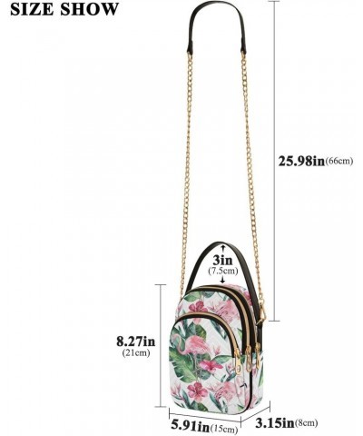 Flamingo Leaves Floral Crossbody Bag for Women Cell Phone Purse Wallet with Removable Chain Shoulder Handbag for Work Travel ...