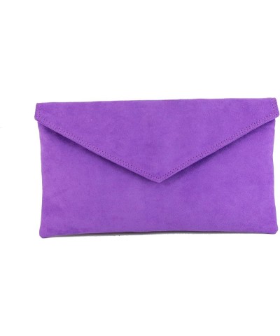 Womens Neat Envelope Faux Suede Clutch Bag/Shoulder Bag Violet Purple $26.54 Clutches