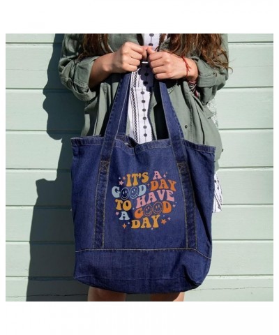 It's a Good Day to Have a Good Day Denim Tote Bag - Good Day Bag - Positive Vibes Gift Light Washed $25.64 Totes