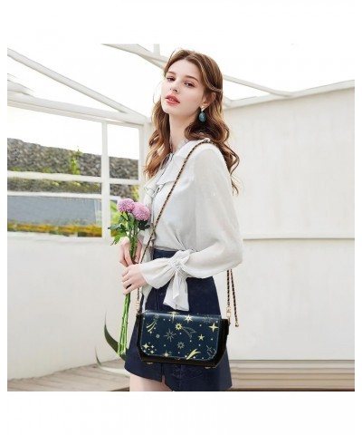 Starry Night Crossbody Shoulder Bag for Women, PU Leather Flap Satchel Purse, Shoulder Handbags with Adjustable Strap, Clutch...