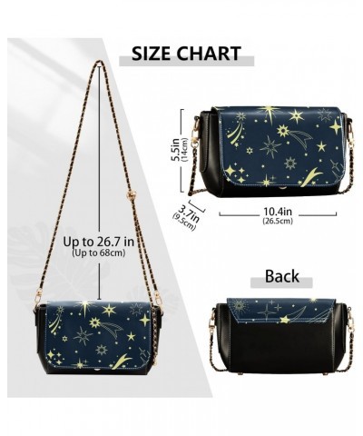 Starry Night Crossbody Shoulder Bag for Women, PU Leather Flap Satchel Purse, Shoulder Handbags with Adjustable Strap, Clutch...