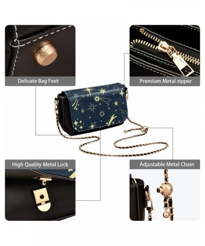 Starry Night Crossbody Shoulder Bag for Women, PU Leather Flap Satchel Purse, Shoulder Handbags with Adjustable Strap, Clutch...