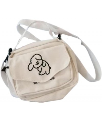 Canvas Messenger Bag for School Kawaii Purse Crossbody Purse for Women Kawaii Crossbody Bag (Beige Dog,Bag Only) Beige Dog Ba...