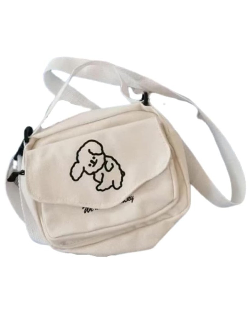 Canvas Messenger Bag for School Kawaii Purse Crossbody Purse for Women Kawaii Crossbody Bag (Beige Dog,Bag Only) Beige Dog Ba...