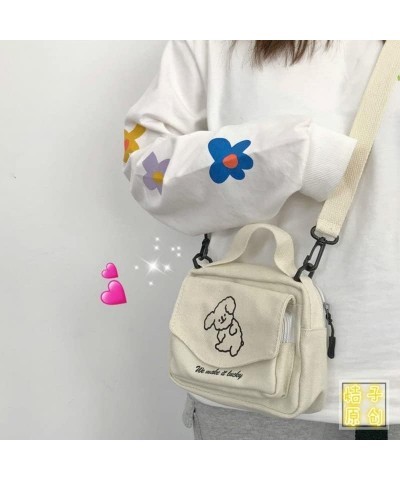 Canvas Messenger Bag for School Kawaii Purse Crossbody Purse for Women Kawaii Crossbody Bag (Beige Dog,Bag Only) Beige Dog Ba...