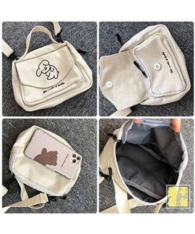 Canvas Messenger Bag for School Kawaii Purse Crossbody Purse for Women Kawaii Crossbody Bag (Beige Dog,Bag Only) Beige Dog Ba...