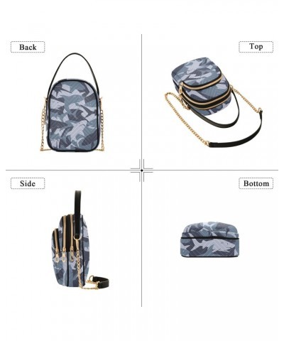 Sharks Camo Multi Pockets Crossbody Bags for Women Zip Cell Phone Purse Wallet Bag with Detachable Shoulder Strap Wallet Purs...