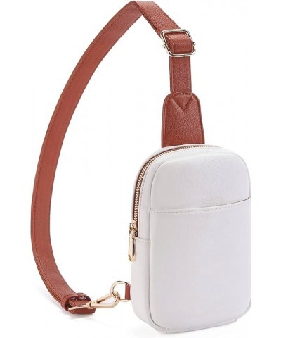 Small Sling Chest Bag, Hight Quality faux leather Crossbody for teens and women, Travel and hiking Chest Bag. White & Mocha $...