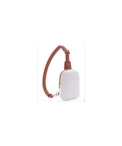 Small Sling Chest Bag, Hight Quality faux leather Crossbody for teens and women, Travel and hiking Chest Bag. White & Mocha $...