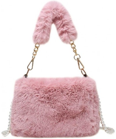 Faux Fur Shoulder Bag, Luxury Handbag Coin Purse Soft Fluffy Furry Plush Shoulders Bags(white) Pink $8.81 Handbags