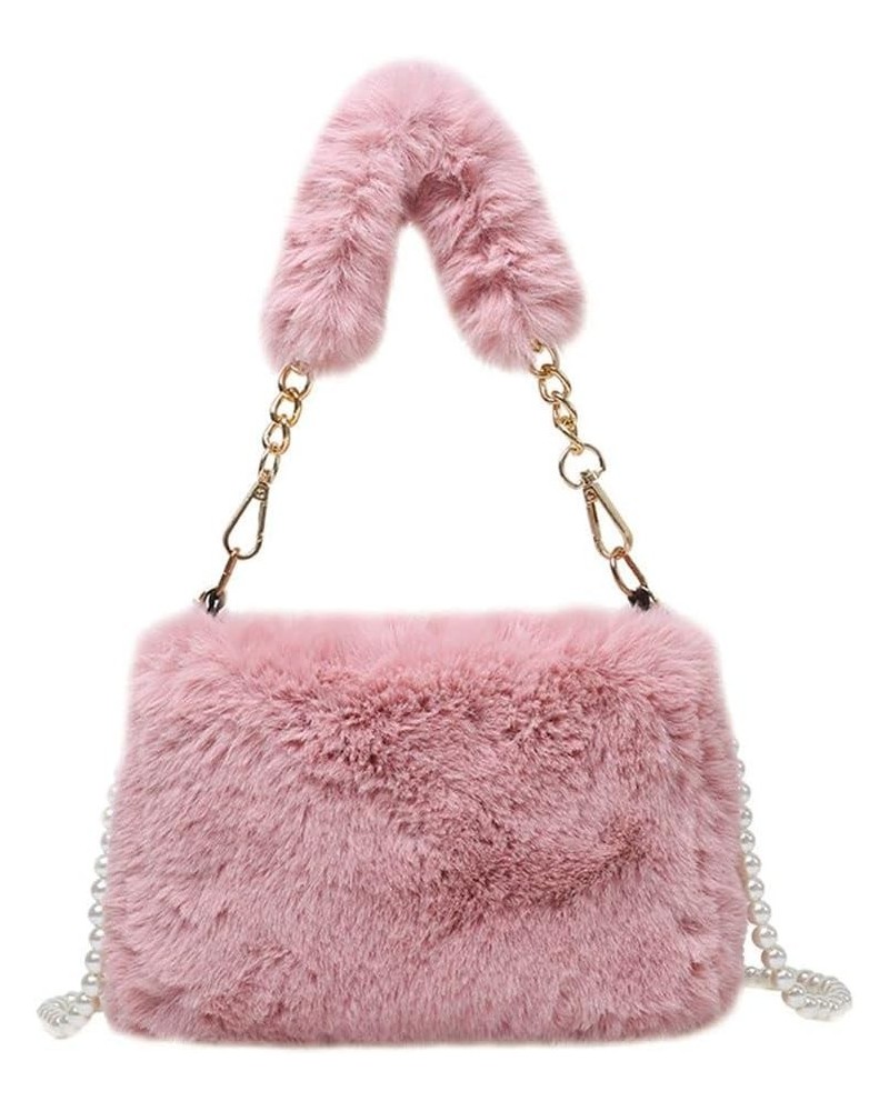 Faux Fur Shoulder Bag, Luxury Handbag Coin Purse Soft Fluffy Furry Plush Shoulders Bags(white) Pink $8.81 Handbags