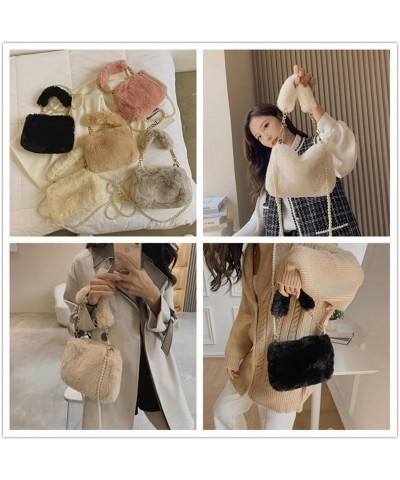 Faux Fur Shoulder Bag, Luxury Handbag Coin Purse Soft Fluffy Furry Plush Shoulders Bags(white) Pink $8.81 Handbags