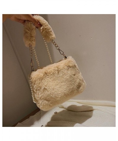 Faux Fur Shoulder Bag, Luxury Handbag Coin Purse Soft Fluffy Furry Plush Shoulders Bags(white) Pink $8.81 Handbags