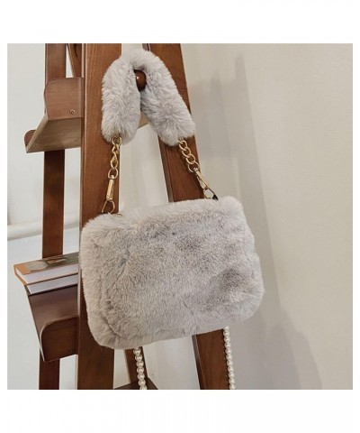 Faux Fur Shoulder Bag, Luxury Handbag Coin Purse Soft Fluffy Furry Plush Shoulders Bags(white) Pink $8.81 Handbags