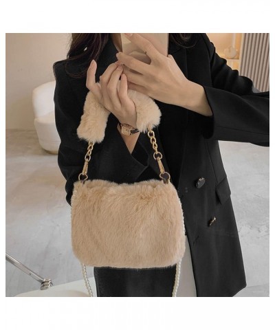 Faux Fur Shoulder Bag, Luxury Handbag Coin Purse Soft Fluffy Furry Plush Shoulders Bags(white) Pink $8.81 Handbags