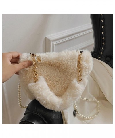 Faux Fur Shoulder Bag, Luxury Handbag Coin Purse Soft Fluffy Furry Plush Shoulders Bags(white) Pink $8.81 Handbags