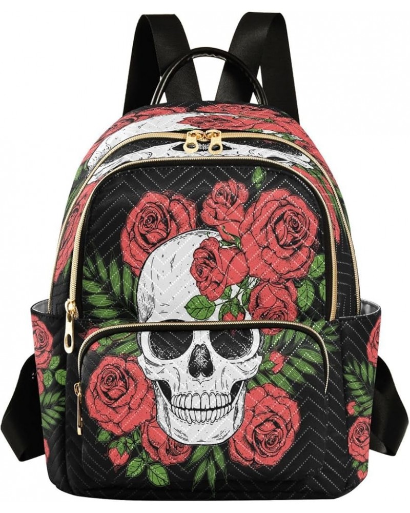 Fashion Backpack Mini Backpack Purse Casual Daily Backpack Skull Rose Retro for Travel for College Work Medium $15.58 Backpacks