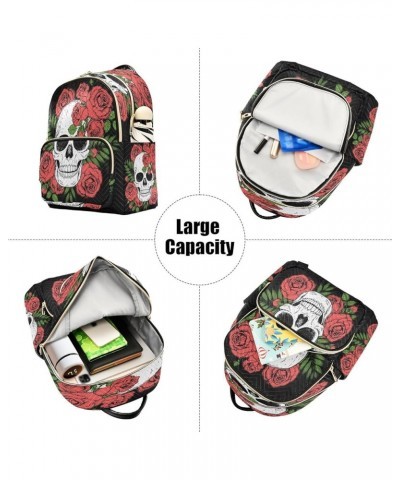 Fashion Backpack Mini Backpack Purse Casual Daily Backpack Skull Rose Retro for Travel for College Work Medium $15.58 Backpacks