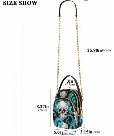 Blue Octopus Skull Crossbody Bags for Women Quilted Chain Crossbody Purses Trendy Head Bone Cross Body Phone Purse Handbag $1...