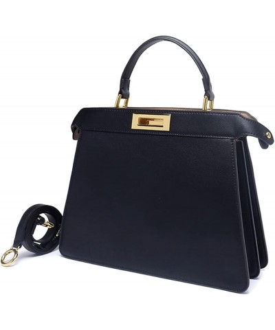 Women Handbags Genuine Leather Office Lady Shoulder Bag Cowhide Tote Bag Black Small 27cm $53.94 Shoulder Bags