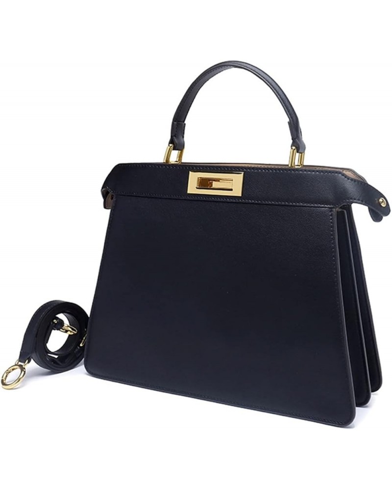 Women Handbags Genuine Leather Office Lady Shoulder Bag Cowhide Tote Bag Black Small 27cm $53.94 Shoulder Bags