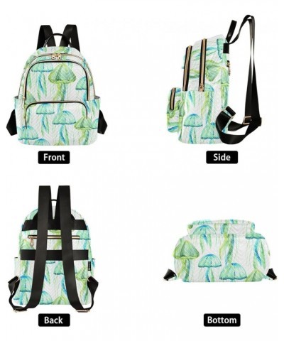 Green Jellyfish Watercolor Women Backpack Purse Shoulder Bag Color Medium $18.80 Backpacks