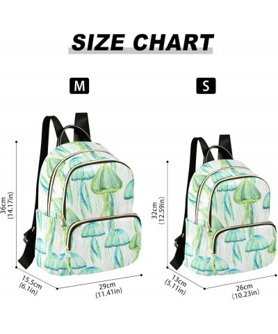 Green Jellyfish Watercolor Women Backpack Purse Shoulder Bag Color Medium $18.80 Backpacks