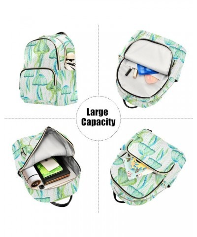 Green Jellyfish Watercolor Women Backpack Purse Shoulder Bag Color Medium $18.80 Backpacks