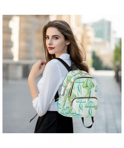 Green Jellyfish Watercolor Women Backpack Purse Shoulder Bag Color Medium $18.80 Backpacks