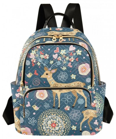 Flower Deer Backpack for Women Casual Daypack Lightweight Shoulder Bag Small Backpacks Travel Purse for Outdoor Ladies Work T...