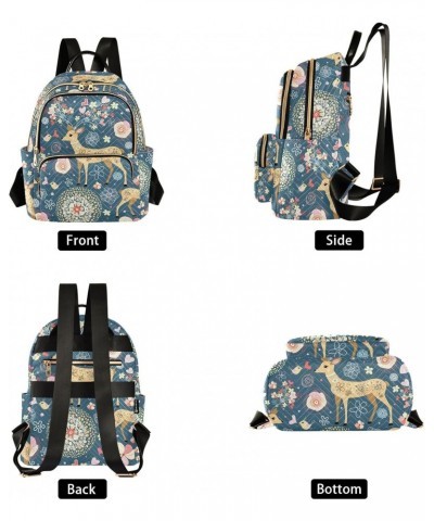 Flower Deer Backpack for Women Casual Daypack Lightweight Shoulder Bag Small Backpacks Travel Purse for Outdoor Ladies Work T...