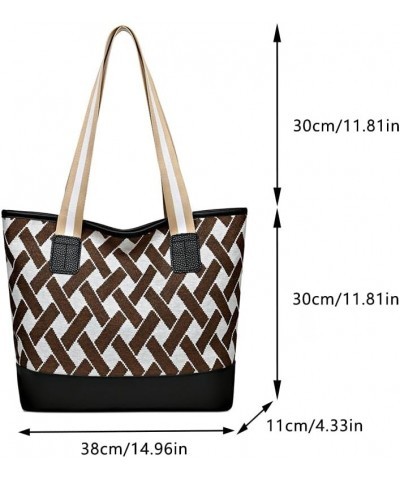 Women Rabbit Canvas Tote Handbag Female Woven Shoulder Bag Ladies Large Capacity Handbags Vintage Woven Gift (Brown Weave) $8...