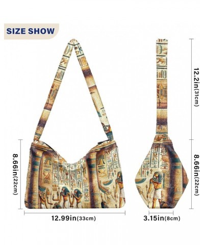 Ladies Soft Plush Underarm Bag Ancient-egypt-hieroglyphs Fluffy Shoulder Bag Women Furry Purse Handbag $16.95 Shoulder Bags